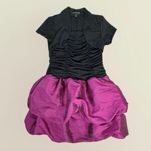 Secret Charm Girl’s Black Purple Ruched Ballon Dress